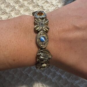 Victorian-Inspired Silver and Blue Opal Bracelet